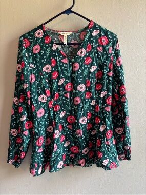 Matilda Jane Emerald Green Floral Button-Up Blouse